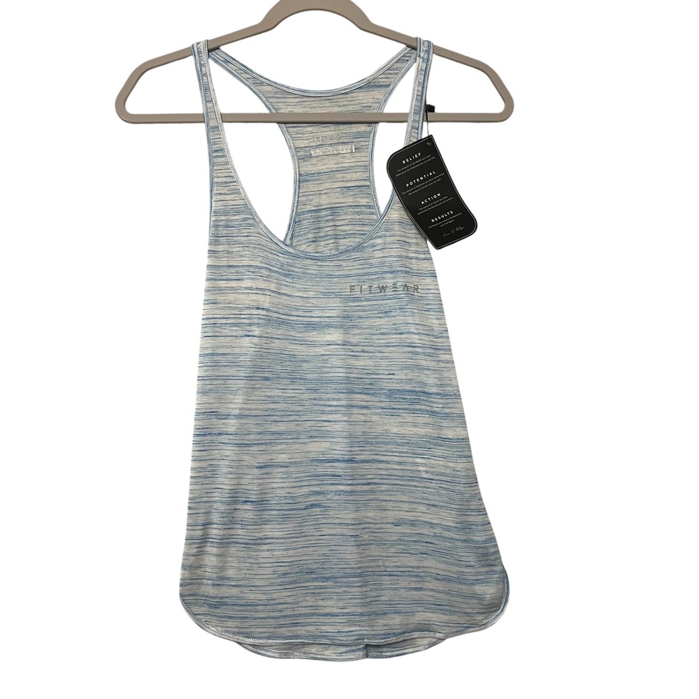 Fitwear Womens Racerback Tank Top Blue White Space Dye Activewear Size M NEW